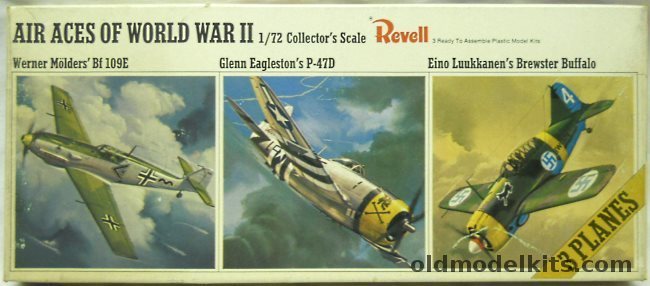Revell 1/72 Air Aces of WWII Luukkanen's Buffalo / Eagleston's P-47D / Molders' Bf-109E, H684-130 plastic model kit